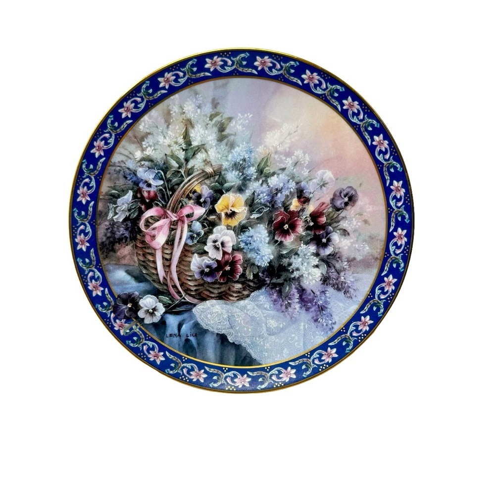 Lena Liu's Basket of Pansies Collector's Plate W.S. George 1992